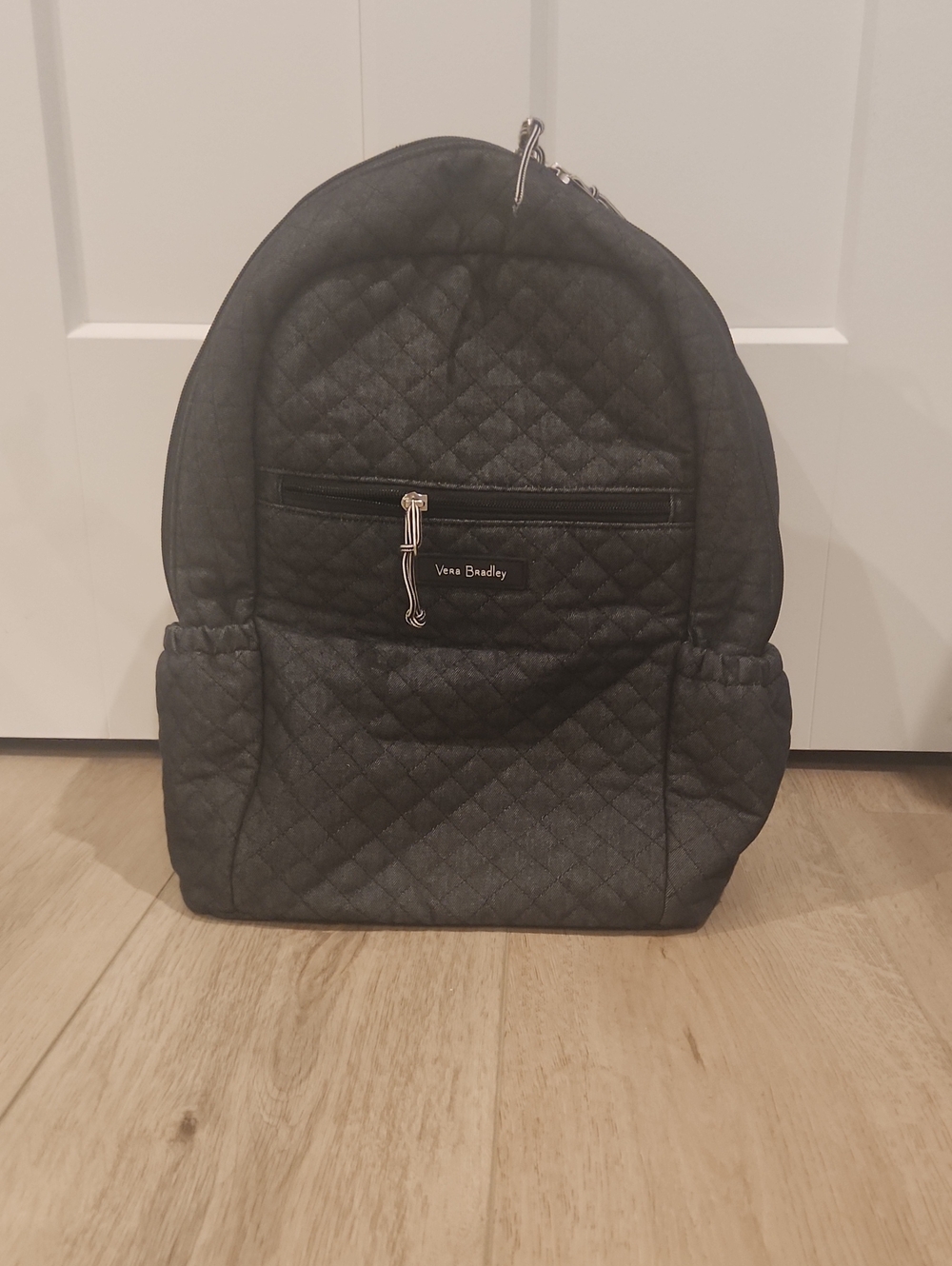 Vera Bradley Quilted Dark Denim Backpack with Front Zip Pocket